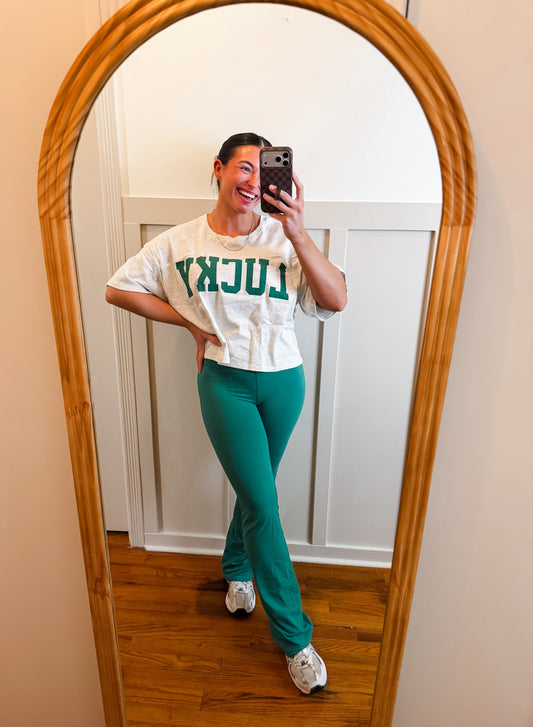 'LUCKY' Graphic Boxy Crop Top