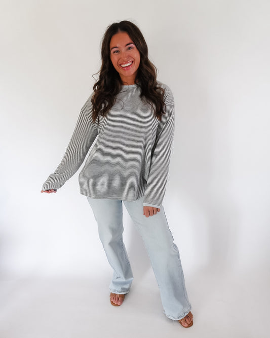 Black & White Contrast Striped Knit Top