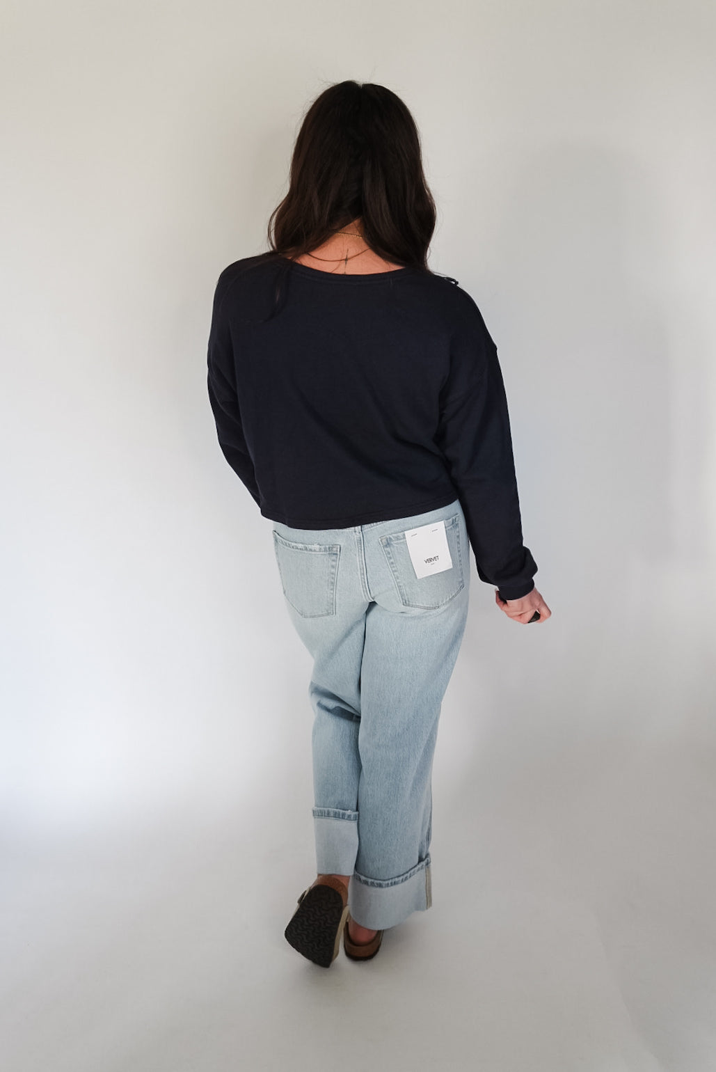 Navy Reversible Relaxed Crop Knit Top