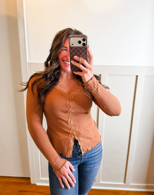 Sunburn Pointelle Ribbed Sweater