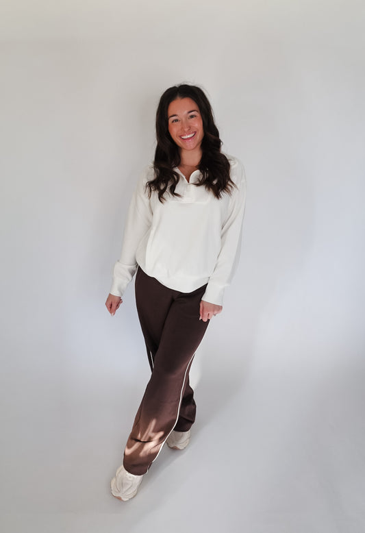 Laine Cream Modal Scuba Quarter Zip