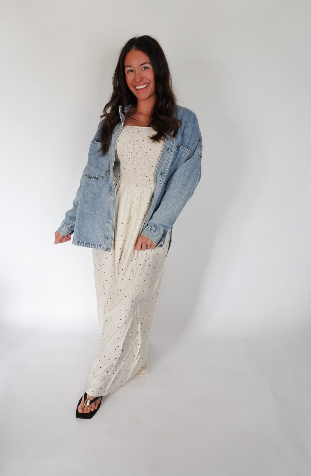 SURPRISE Washed Snap Button Denim Shacket