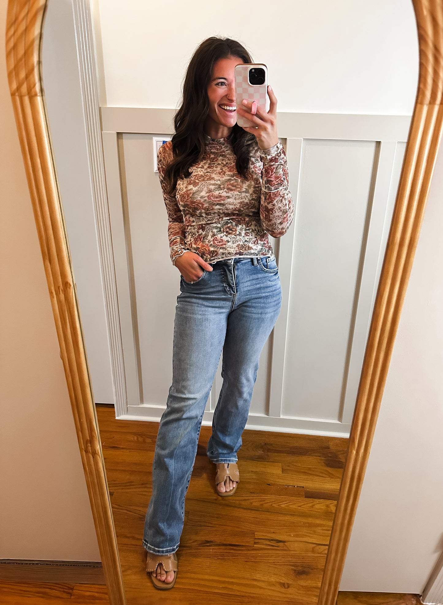 Risen Medium Wash Tummy Control High Rise Straight Jean