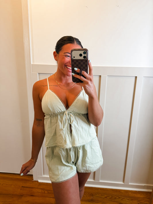 Mint Lace Cami & Short Set