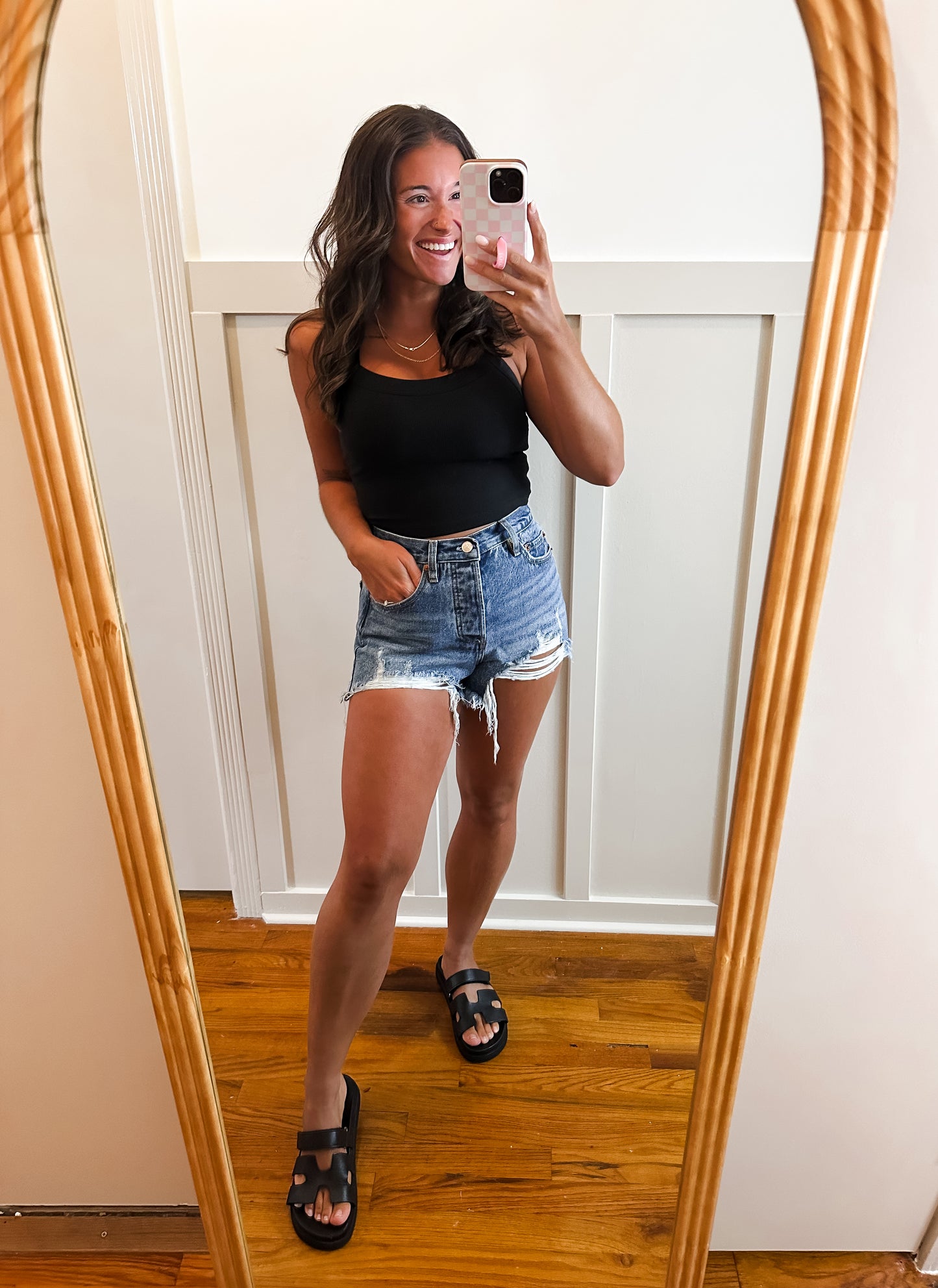 Callie Black Rib Racerback Tank