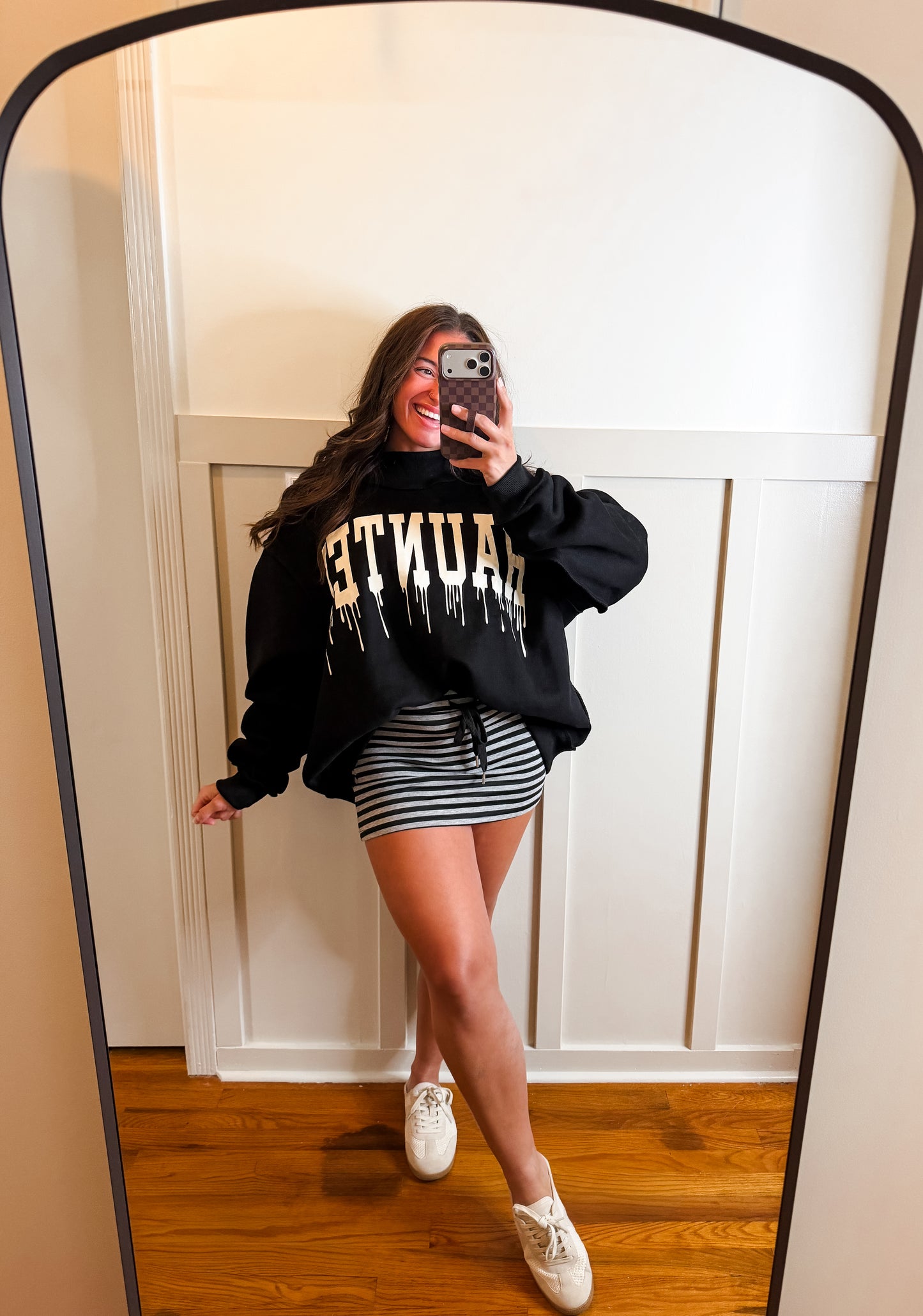 Black & Heather Gray Mid Rise Skort