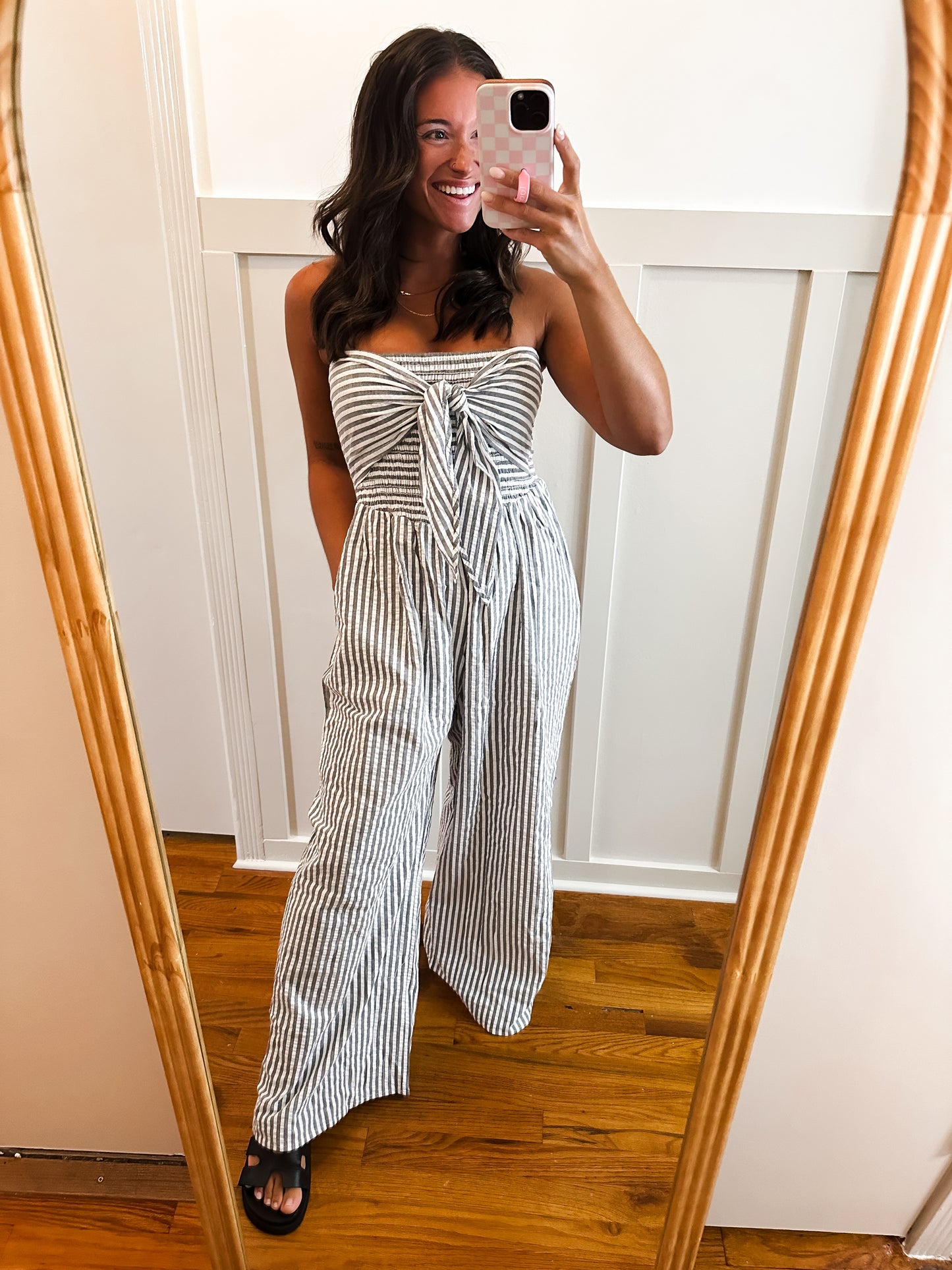 Seaside Self Tie Front Smocked Tube Jumpsuit