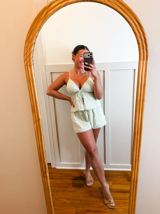 Mint Lace Cami & Short Set