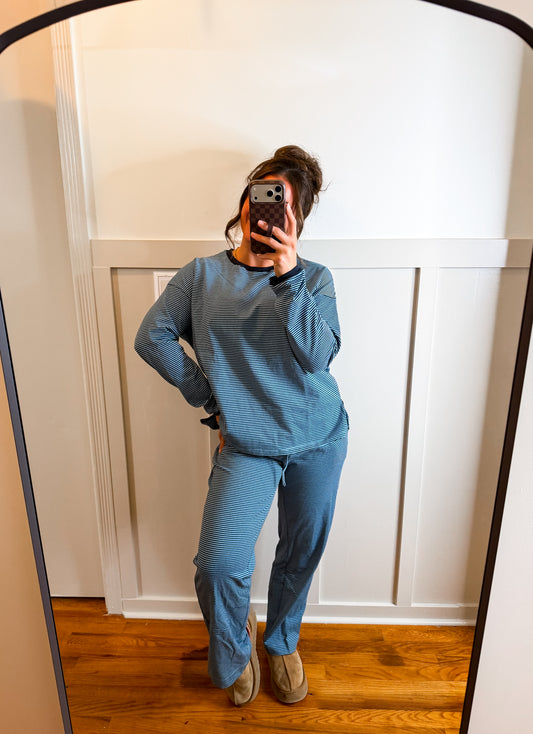 Blue/Navy Striped Knit Set