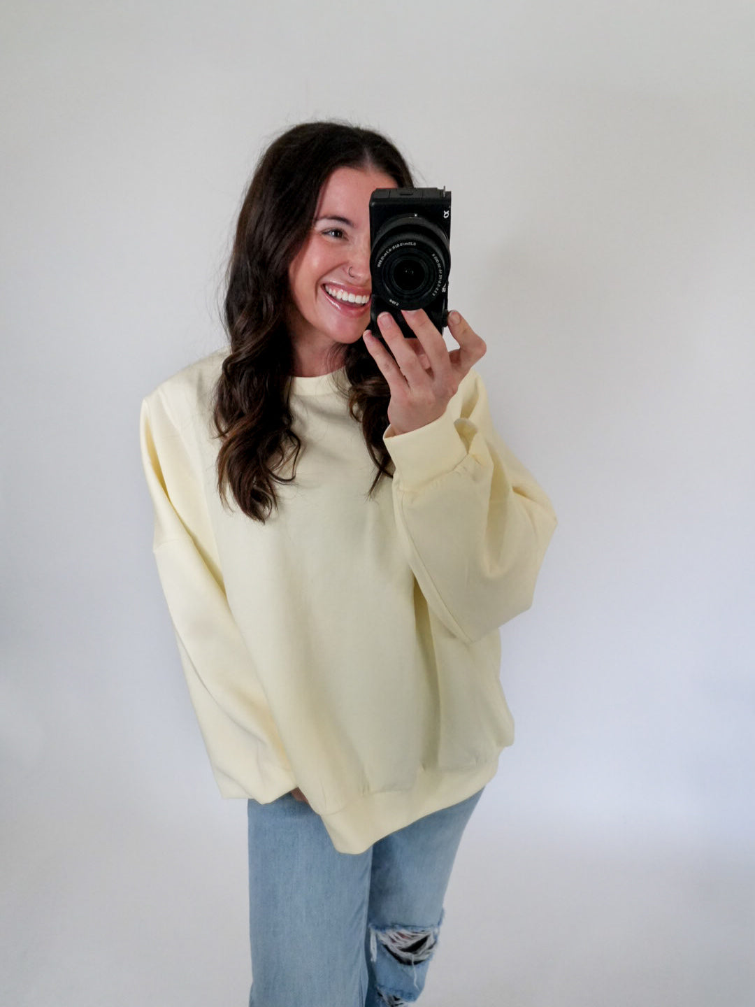 Oversized Butter Yellow Scuba Sweatshirt