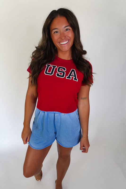 Red USA Baby Tee