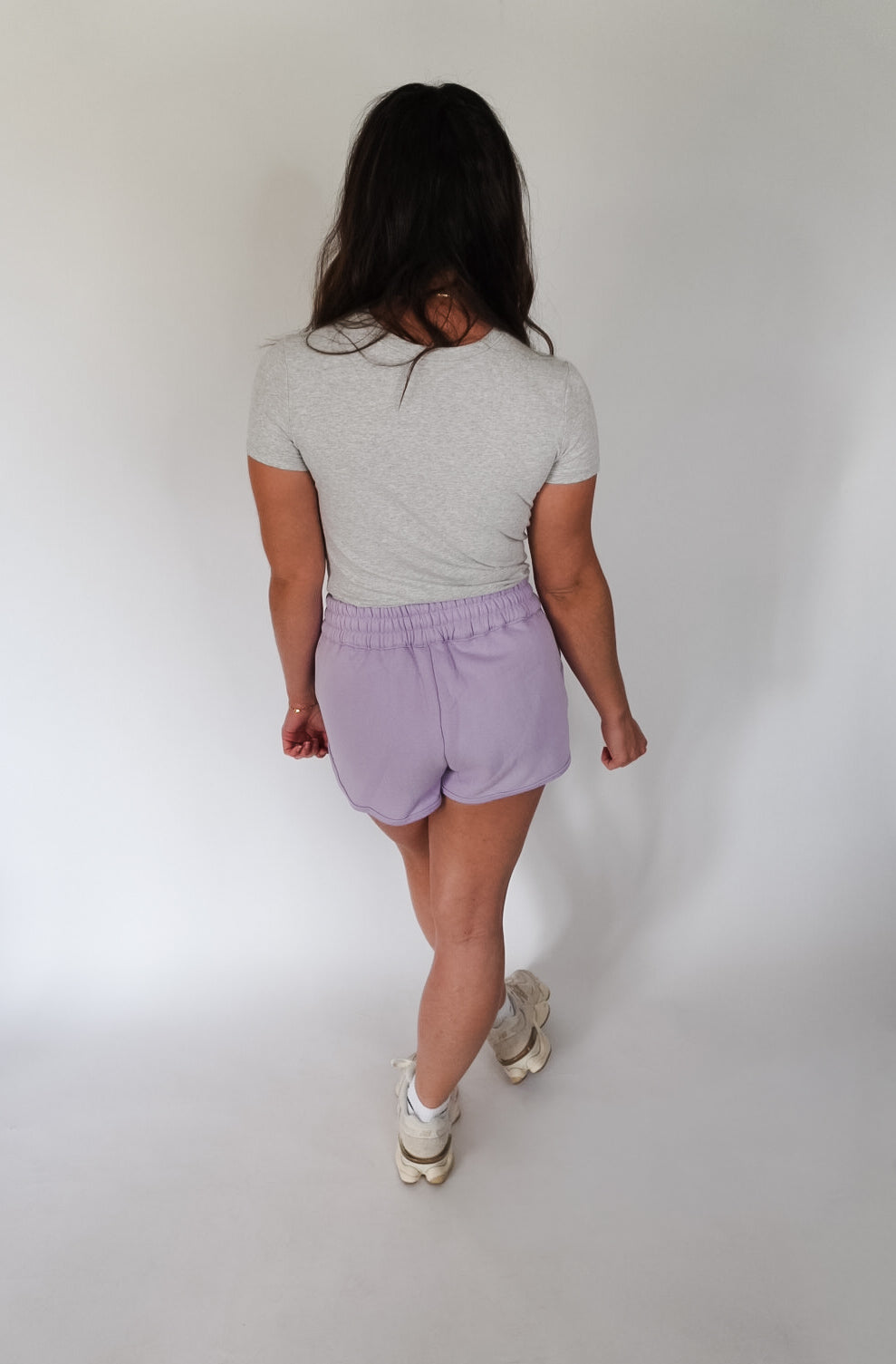 Lavender Drawstring Solid Scuba Dolphin Shorts