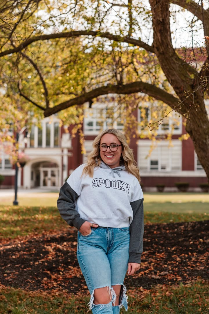 Spooky Varsity Cropped Hoodie
