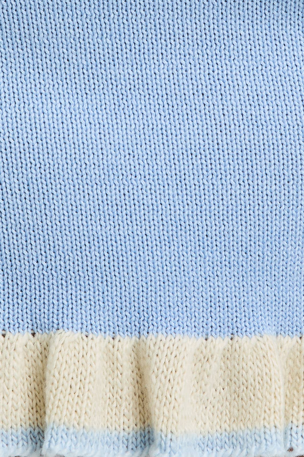 Blue Ruffled Hem Sleeveless Sweater