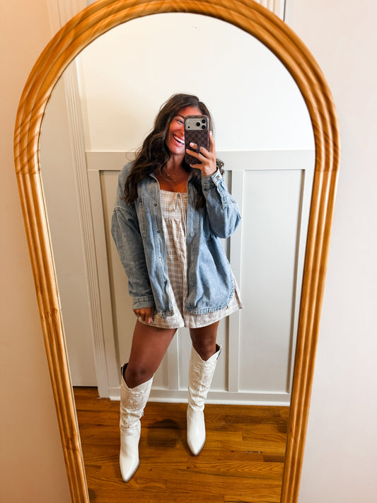 SURPRISE Washed Snap Button Denim Shacket