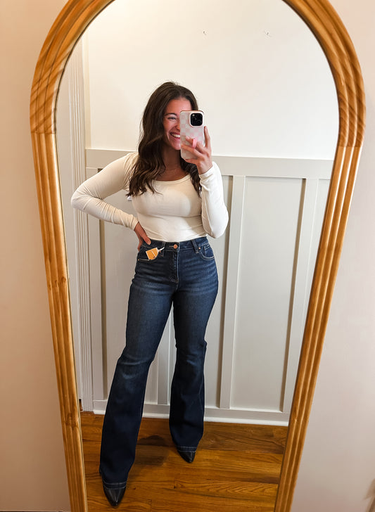 Risen Dark Tummy Control Flare Jean