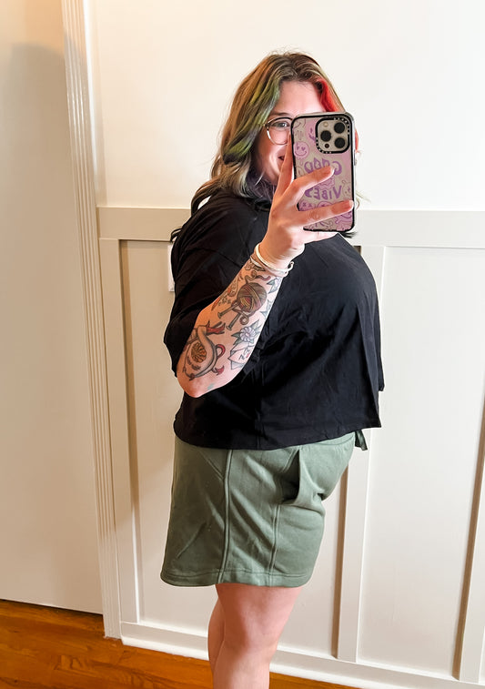 Plus Size- Lt. Olive French Terry Basic Short