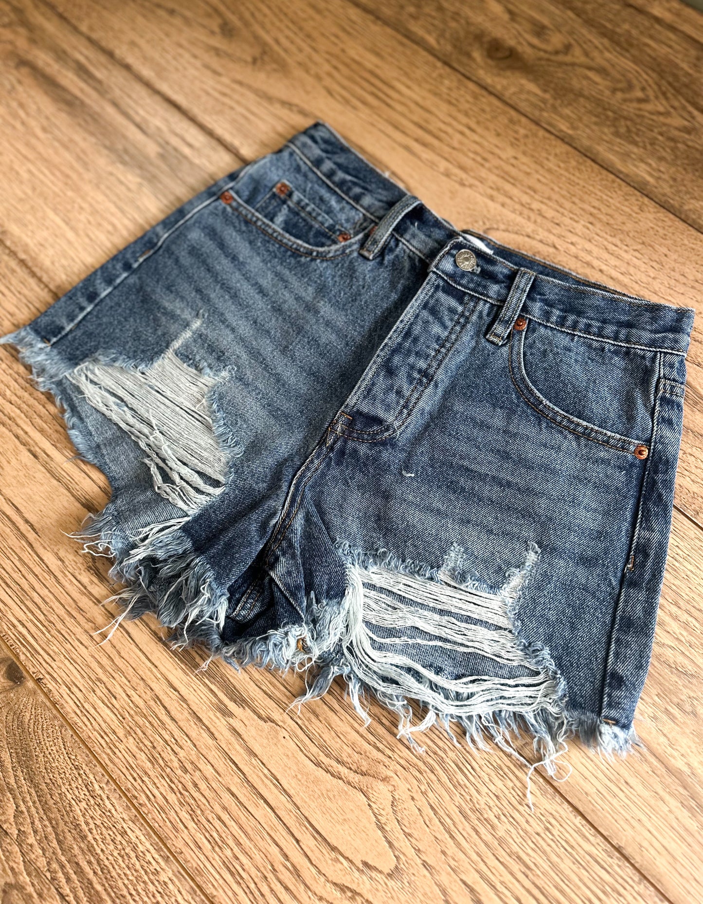 Frankie Distressed Mid-Rise Denim Shorts