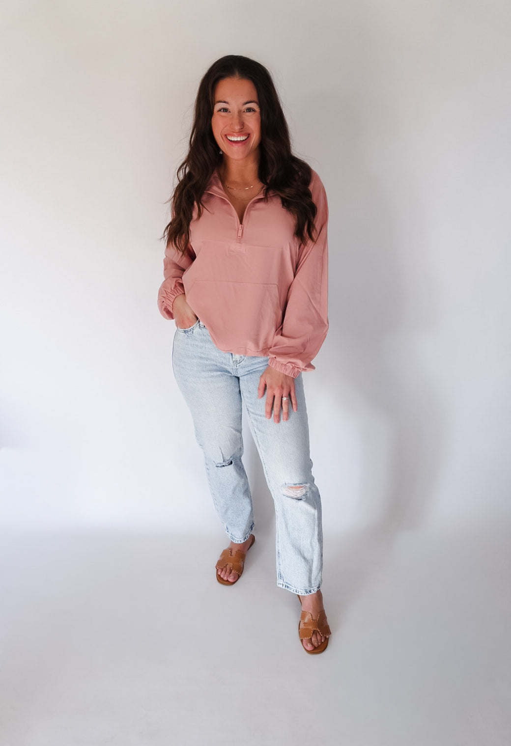 Dusty Pink Active Quarer Zip