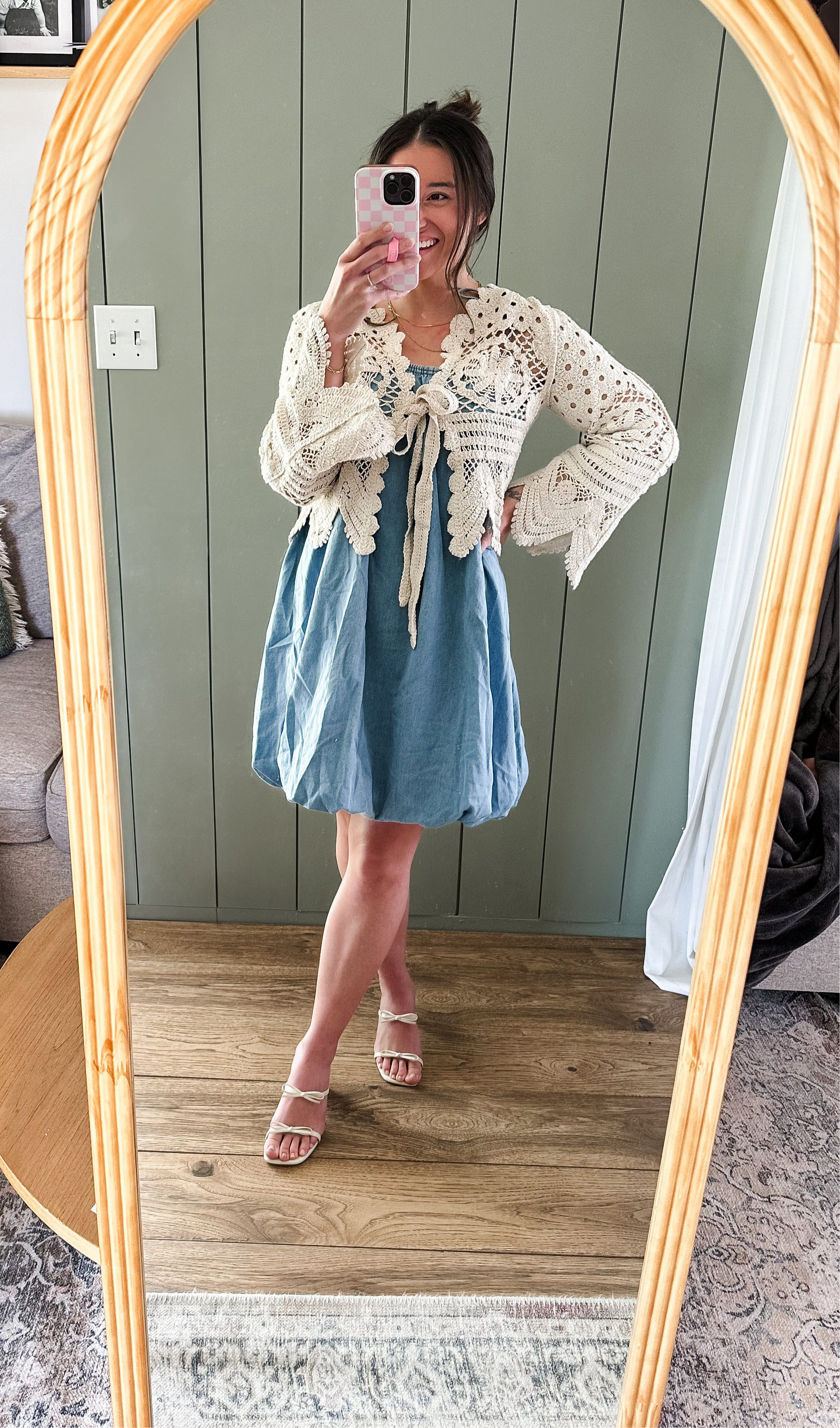 Aria Tie Shoulder Mini Bubble Dress