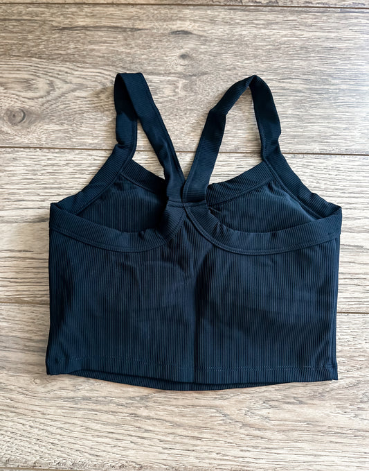 Callie Black Rib Racerback Tank
