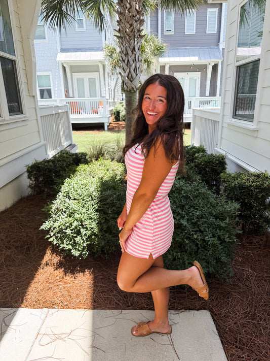 Elle Pink Stripe Tank & Skort Set