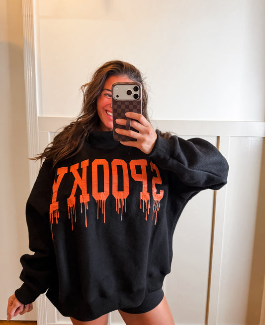 HAUNTED/SPOOKY| Dripping Print Reversible Mockneck