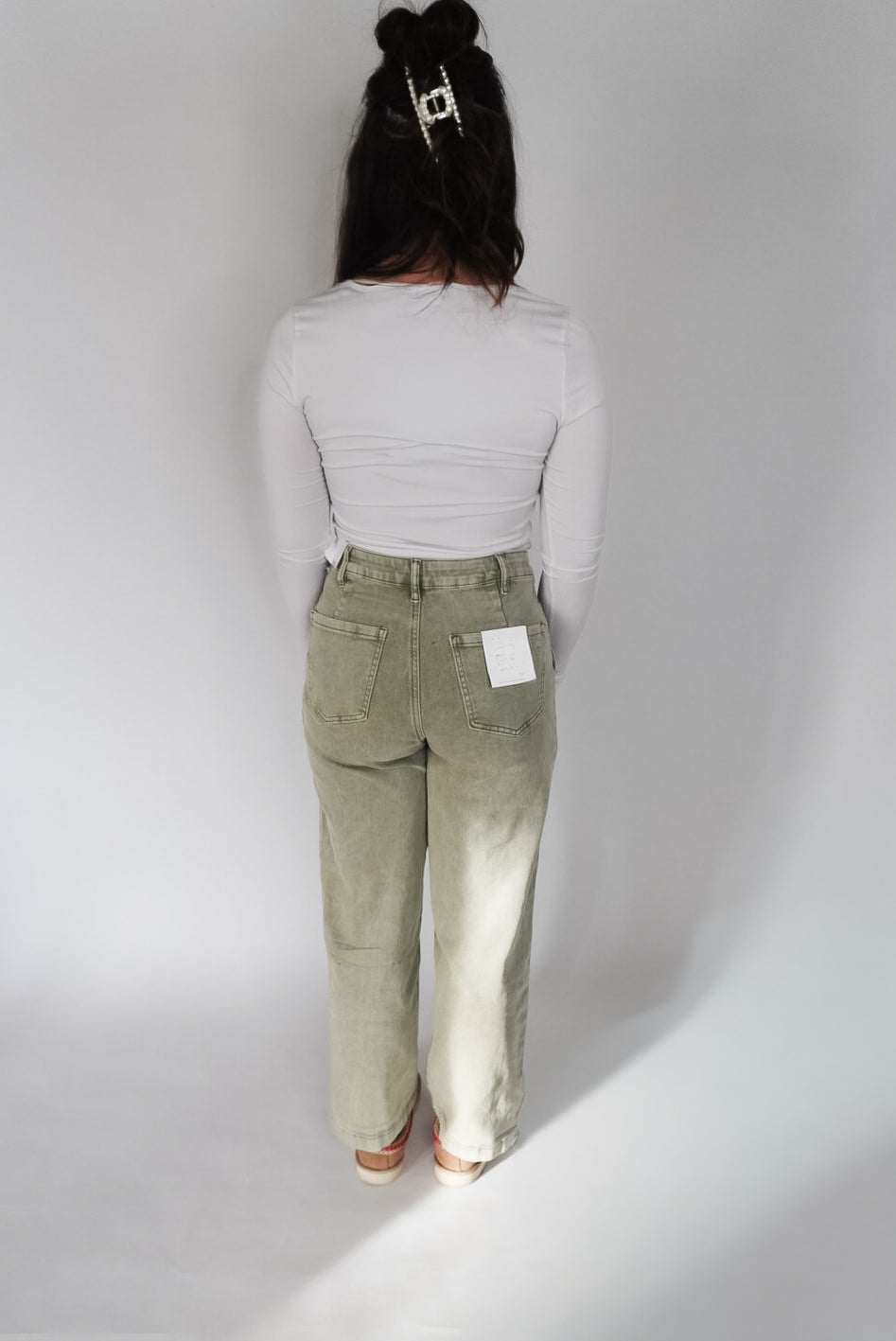 Light Olive Straight Leg Cargo Jeans