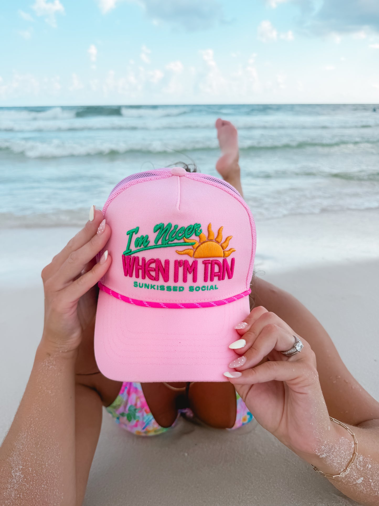 I’m Nicer when I’m Tan - Pink Canvas Trucker