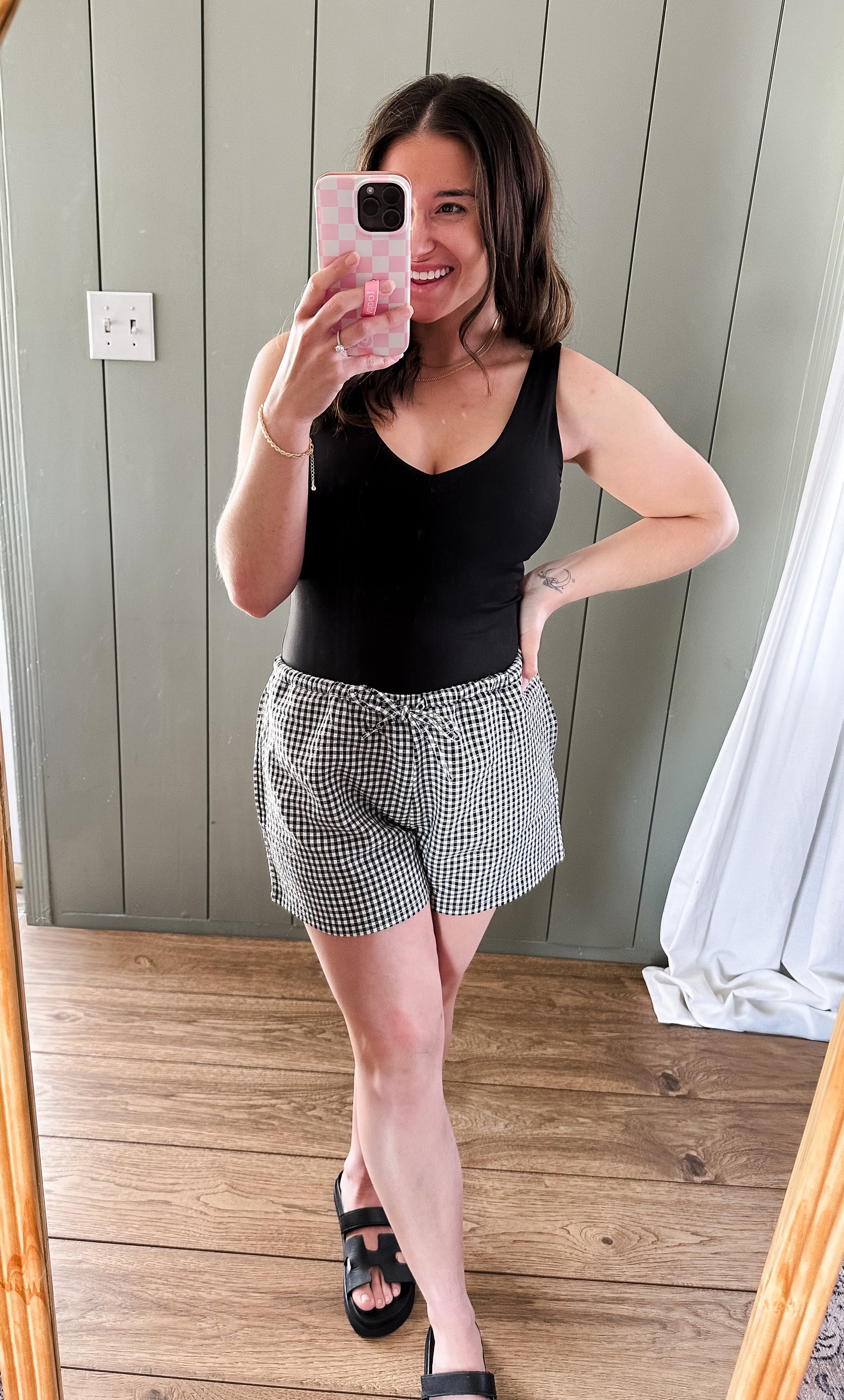 Gingham Pattern Relaxed Fit Shorts