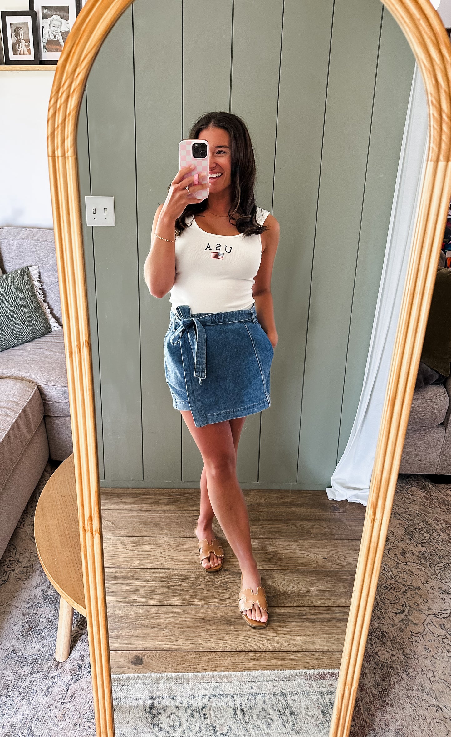 Remi Belted Denim Skort