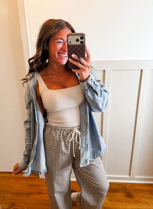 Mocha Cream Rib Square Neck Tank