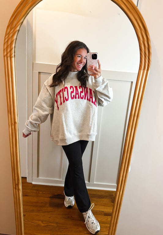 PRE-ORDER KANSAS 'KANSAS CITY & KC' Reversible Mock-neck Sweats