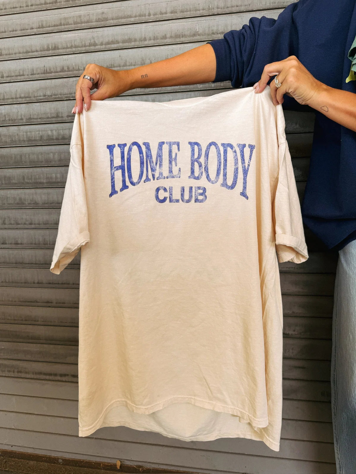 HOMEBODY CLUB TEE - IVORY / BLUE