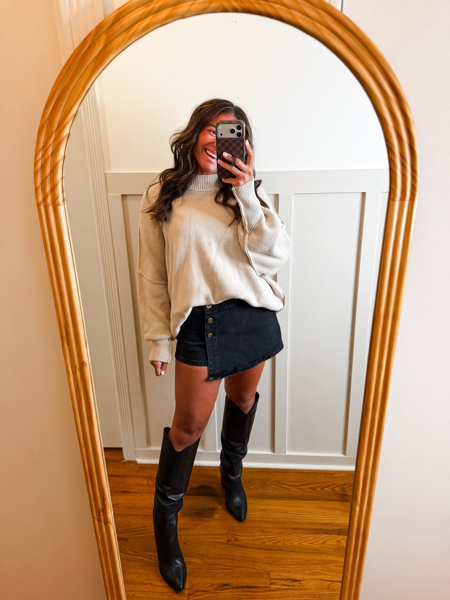 Mica Black Denim Skort