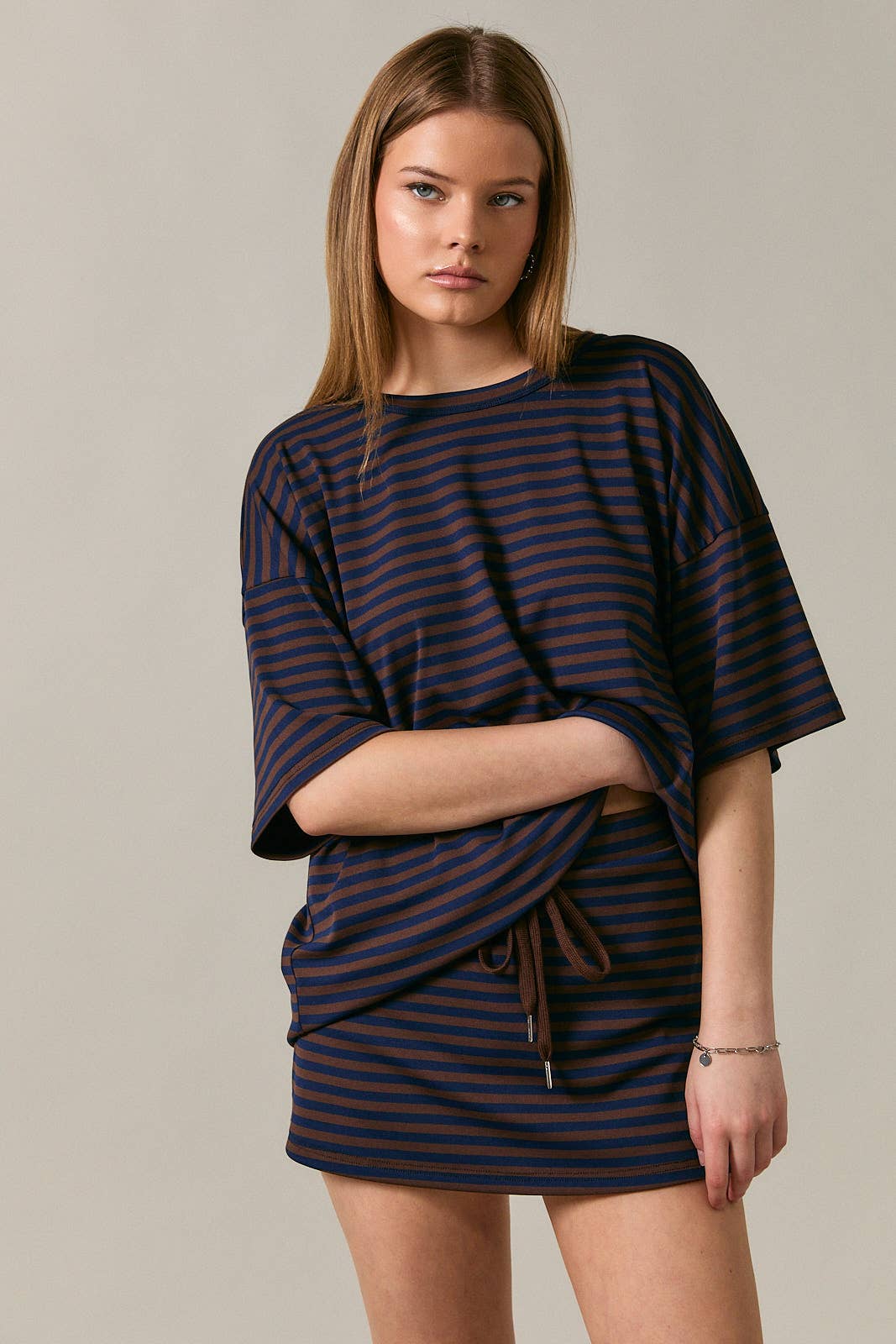 Saylor Short Sleeve Stripe Oversized Tee