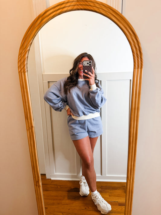 Ocean Cotton Fleece Contrast Crewneck Set