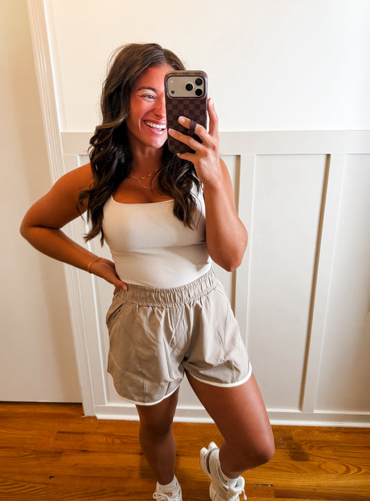 Mocha Cream Rib Square Neck Tank