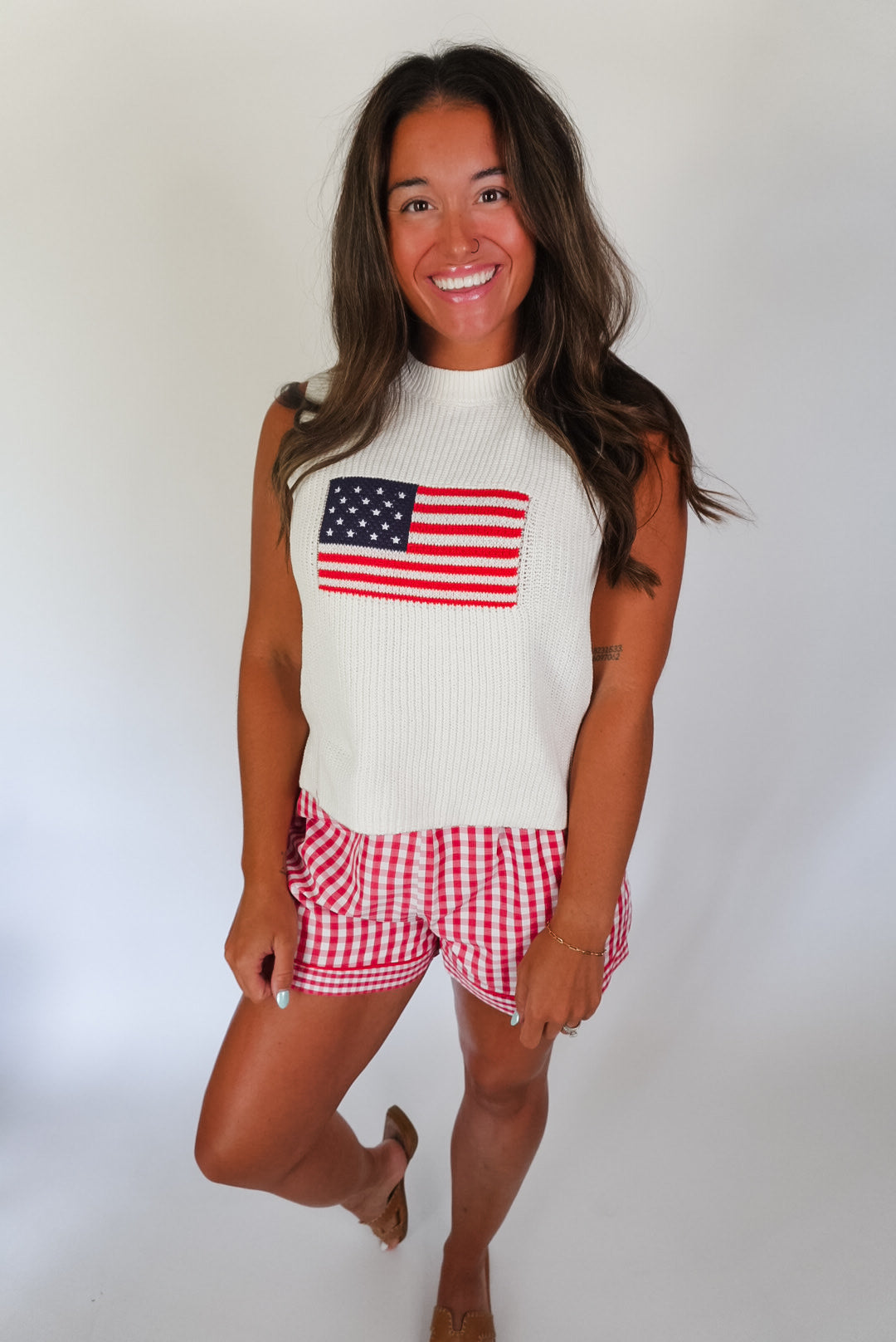 Flag Print Knitted Tank