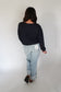 Navy Reversible Relaxed Crop Knit Top