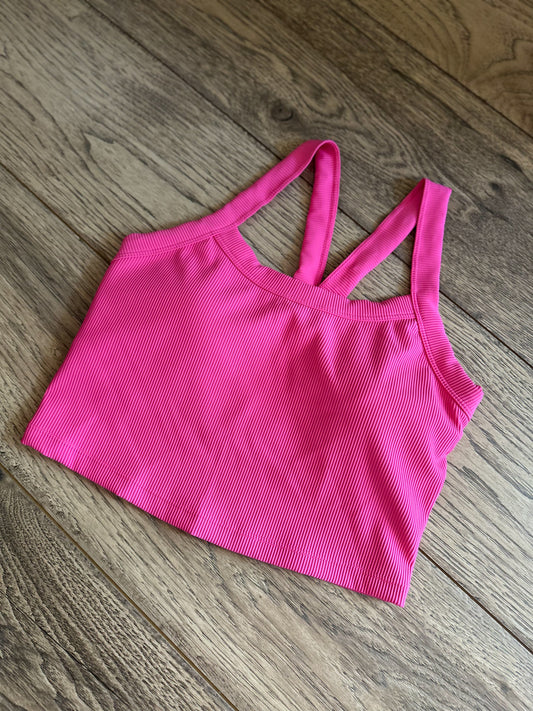 Callie Pink Rib Racerback Tank