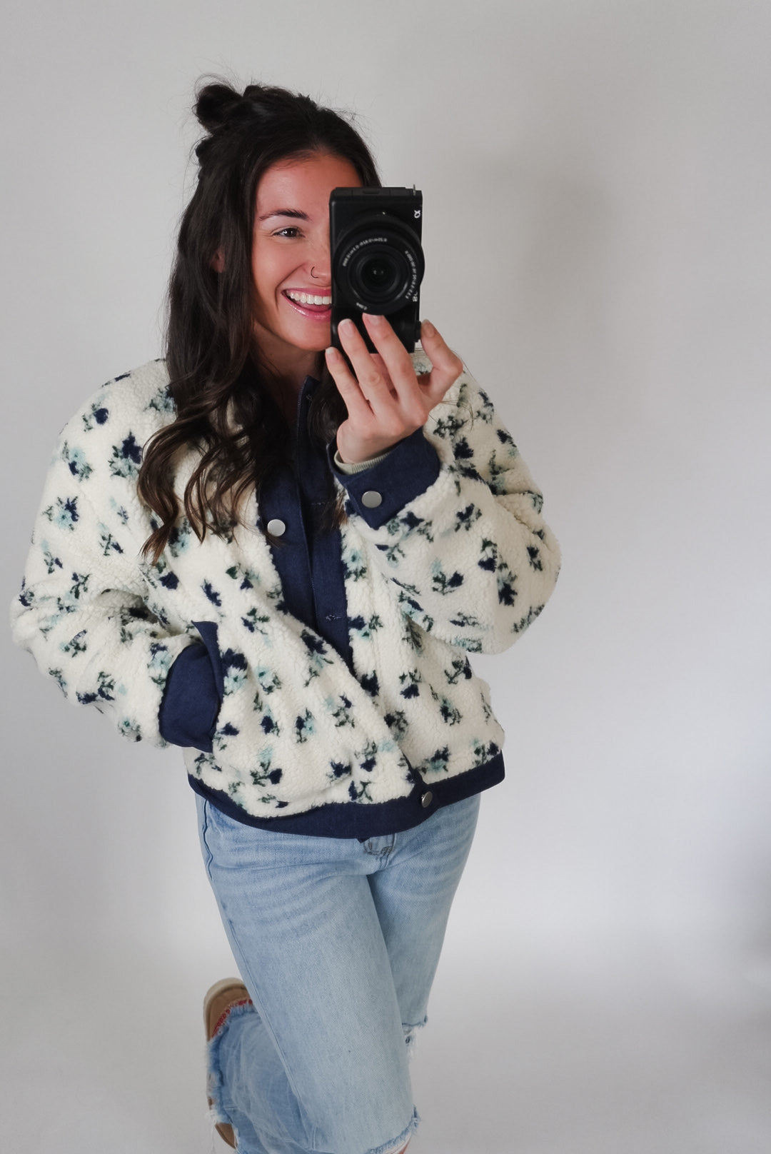 Flora Floral Button Down Jacket