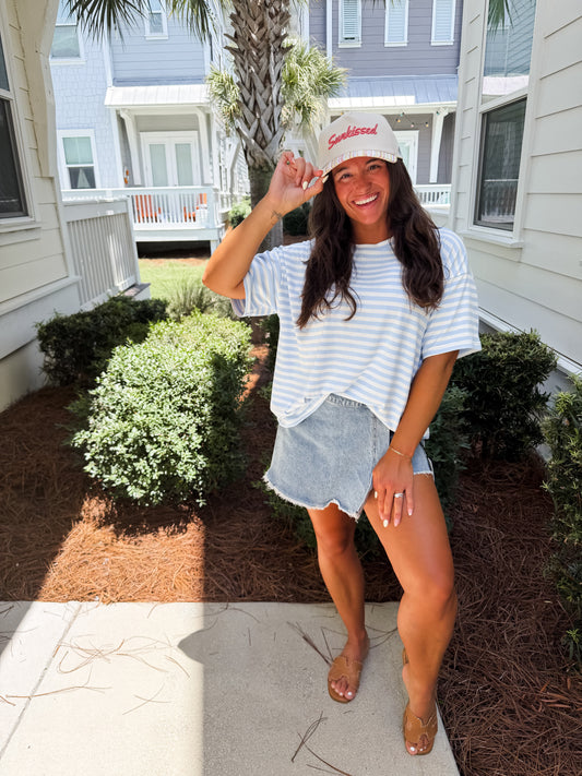 Saylor Short Sleeve Stripe Oversized Tee