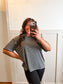 Black & Heather Gray Short Sleeve Stripe Oversized Tee