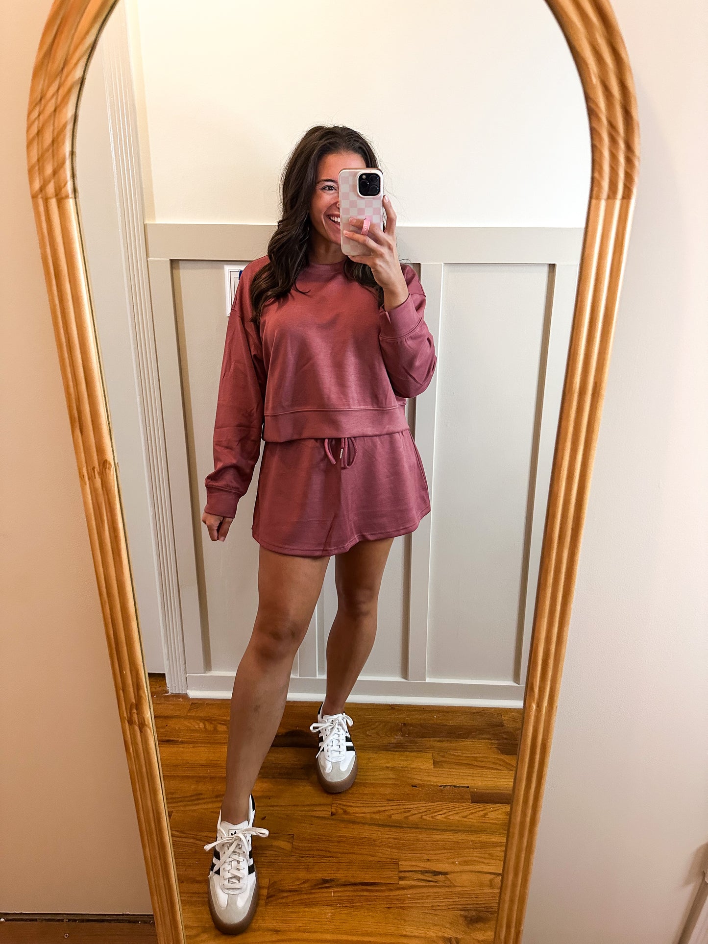 Dusty Rose Sweatshirt and Skort Set