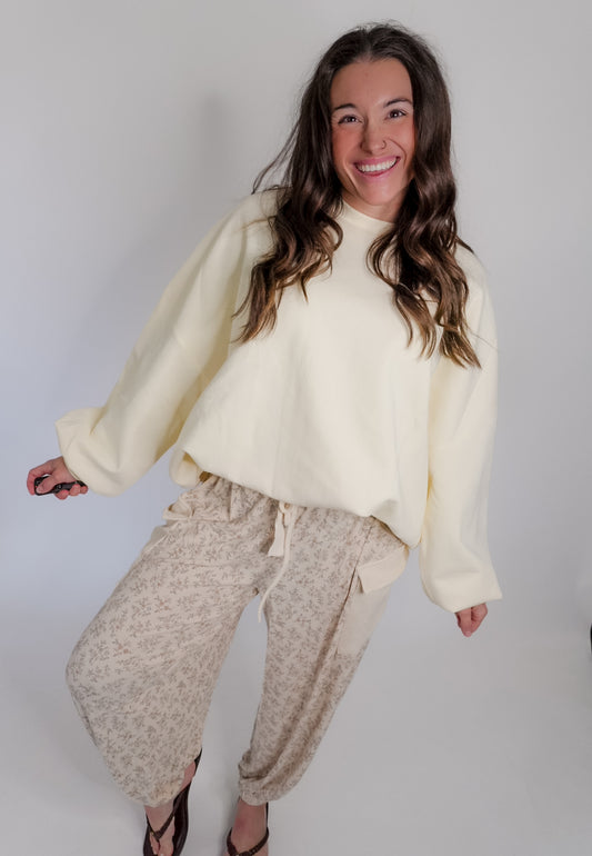 Oversized Butter Yellow Scuba Sweatshirt