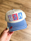 USA PATCHWORK TRUCKER HAT - CREAM / BLUE
