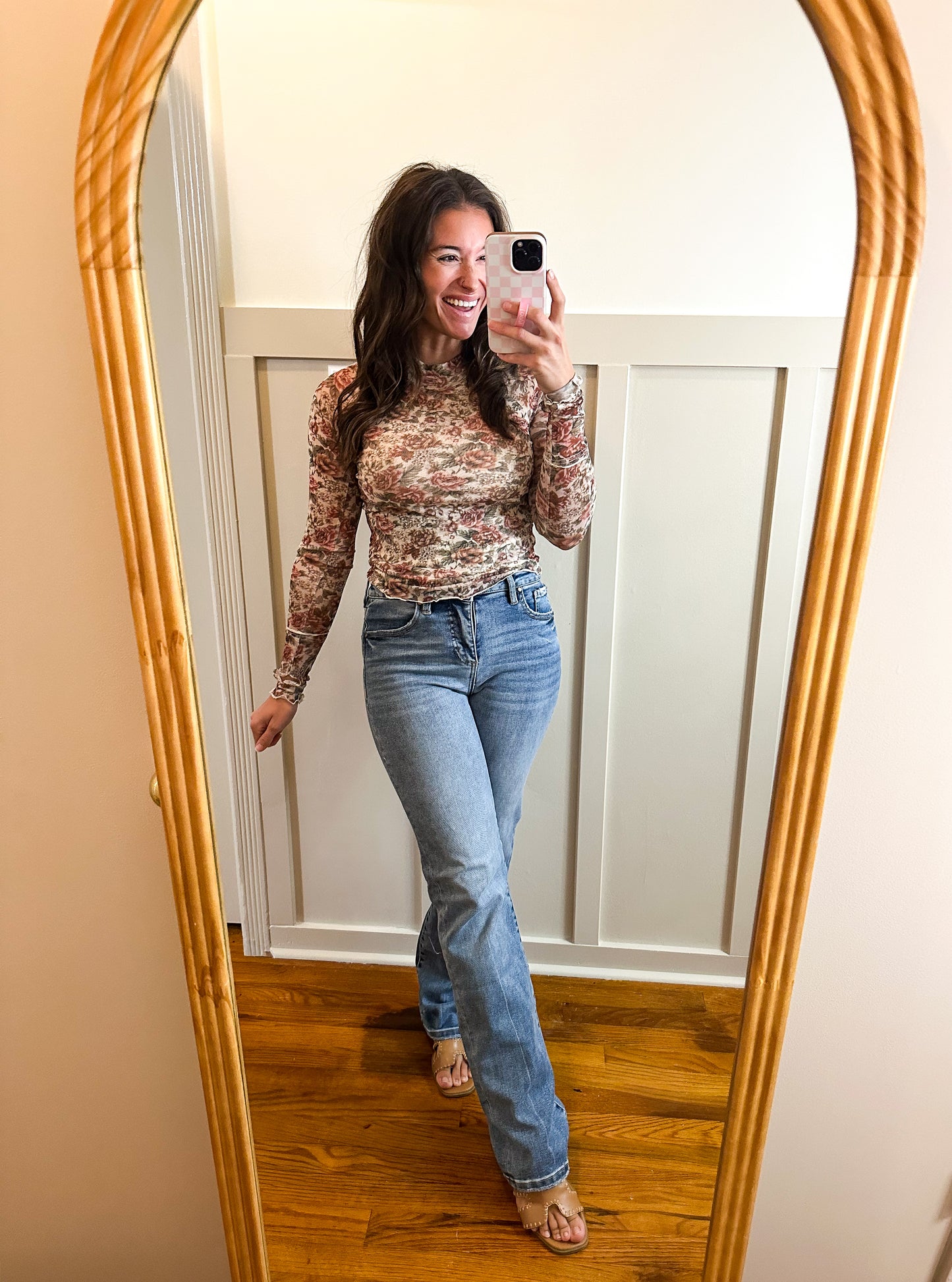 Risen Medium Wash Tummy Control High Rise Straight Jean