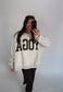 Brown 'PILATES & YOGA' Print Reversible Mockneck Sweatshirt