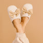 Betty Bow Maple Gingham Fuzzy Slippers